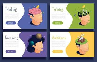 Mental Concepts Banners Set vector