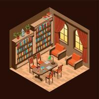 Isometric Library Interior vector