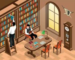 Isometric Library Interior vector