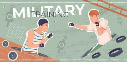 Military Training Flat Collage vector
