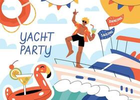 Yacht Party Collage Composition vector