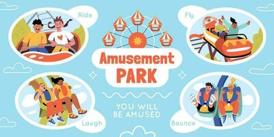 Amusement Park Flat Infographics vector