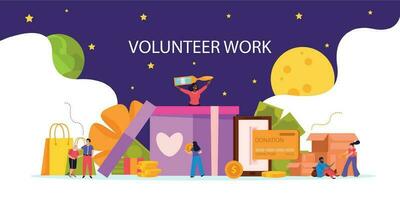 Donation And Volunteer Work Flat Composition vector
