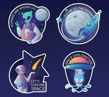 Space Cartoon Emblem Set vector