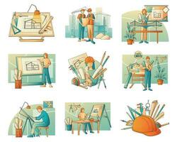 Architects Construction Engineers Compositions vector