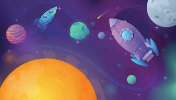 Rockets Space Cartoon Composition vector