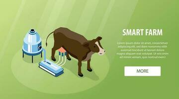 Isometric Smart Farm Horizontal Banner vector