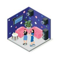 Isometric Female Friends Composition vector