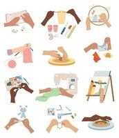 Hands Craft Compositions Set vector