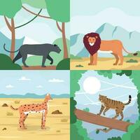 salvaje naturaleza gatos composiciones vector