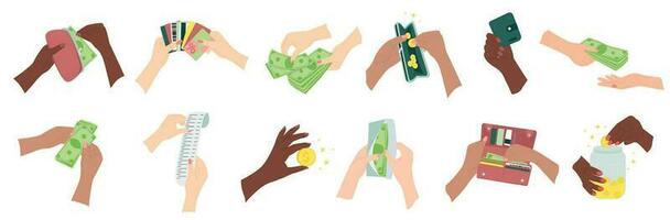 Money Hands Icons Collection vector