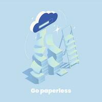 Go Paperless Isometric Concept vector