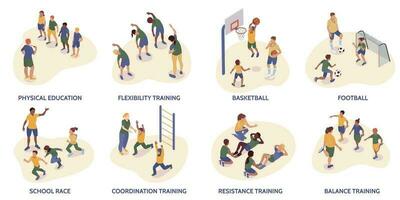 Isometric PE Lesson Compositions vector