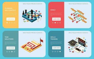 Isometric Business Gamification Banners vector