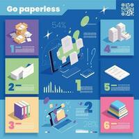 Isometric Go Paperless Infographics vector