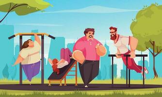 Workout Cartoon Composition vector