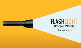 Flashlight AD Realistic Banner vector