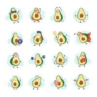 Avocado Cartoon Icon Set vector