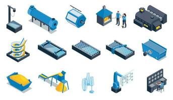 Glass Production Isometric Color Set vector