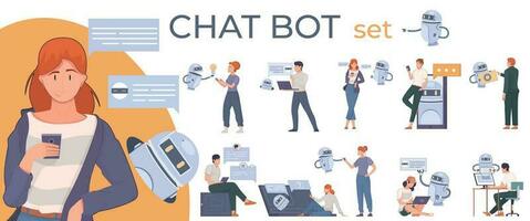 Chat Bot Icon Set vector