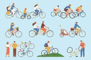 Bicycles Color Set vector