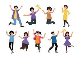 Celebrating People Flat Set vector