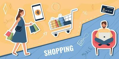 Shopping People Collage Composition vector