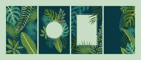 Tropical Leaves Cards Set vector