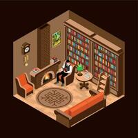 Isometric Library Interior vector