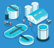 Water Purification Plant Composition vector