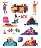 karting dibujos animados conjunto vector