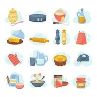 Baking Ingredients Flat Set vector