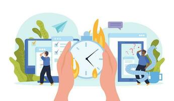 Working Overtime Flat Composition vector