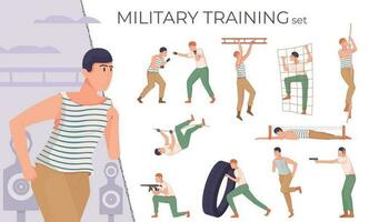 Military Training Characters Set vector