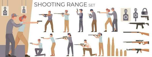 Shooting Range Flat Compositions vector