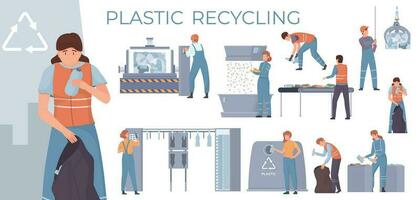 Plastic Recycling Compositions Set vector