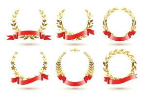 Stars Ribbon Awards Set vector