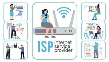 ISP Installation Flat Infographics vector