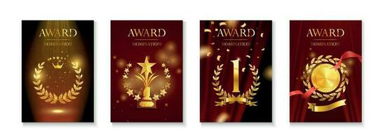 Golden Award Poster Set vector