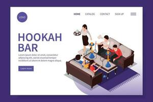 Hookah Bar Isometric Landing Page vector