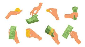 Human Hands With Money Set vector
