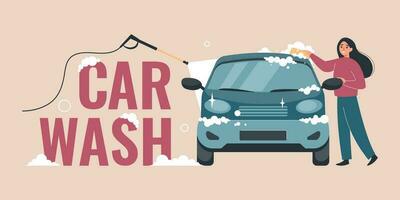 Self Car Wash Composition vector