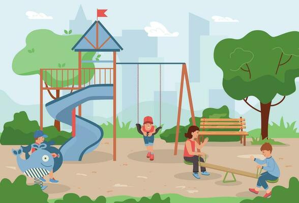 Flat Playground Swings
