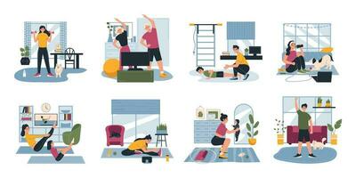 Home Workout Flat Set vector