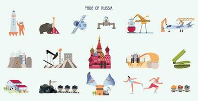 Flat Russian Compositions Collection vector