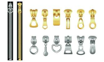 Zipper Clasps Realistic Set vector