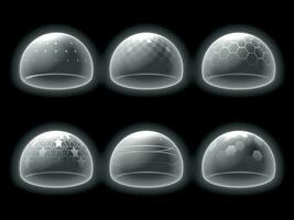 Bubble Shields Mockup Monochrome Set vector