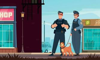 Police Cartoon Scene vector