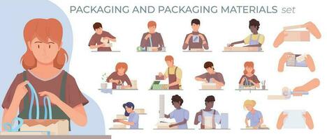 Packaging Materials Compositions Set vector