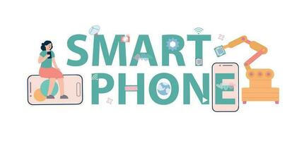 Smartphone Production Text Composition vector